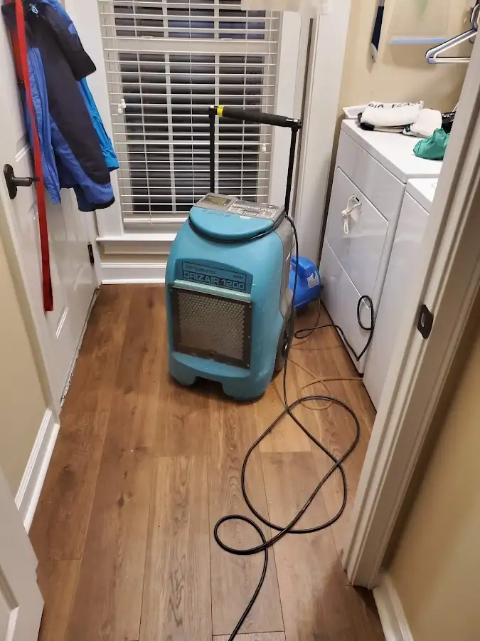 Commercial dehumidifier deployed for Flood Damage Cleanup in Camden