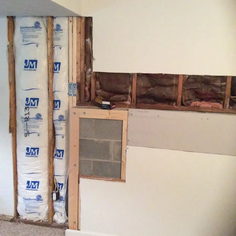 Wall insulation replacement during Basement Flood Cleanup in Camden